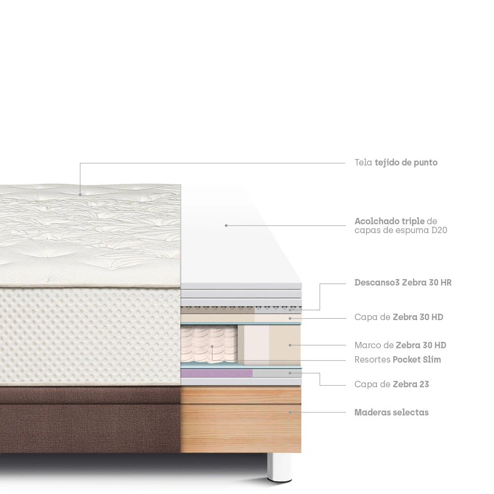 CAMA BOXET PARAISO ROYAL CROWN 1.5 PLAZAS CHOCOLATE + 1 ALMOHADA VISCOELÁSTICA - 5