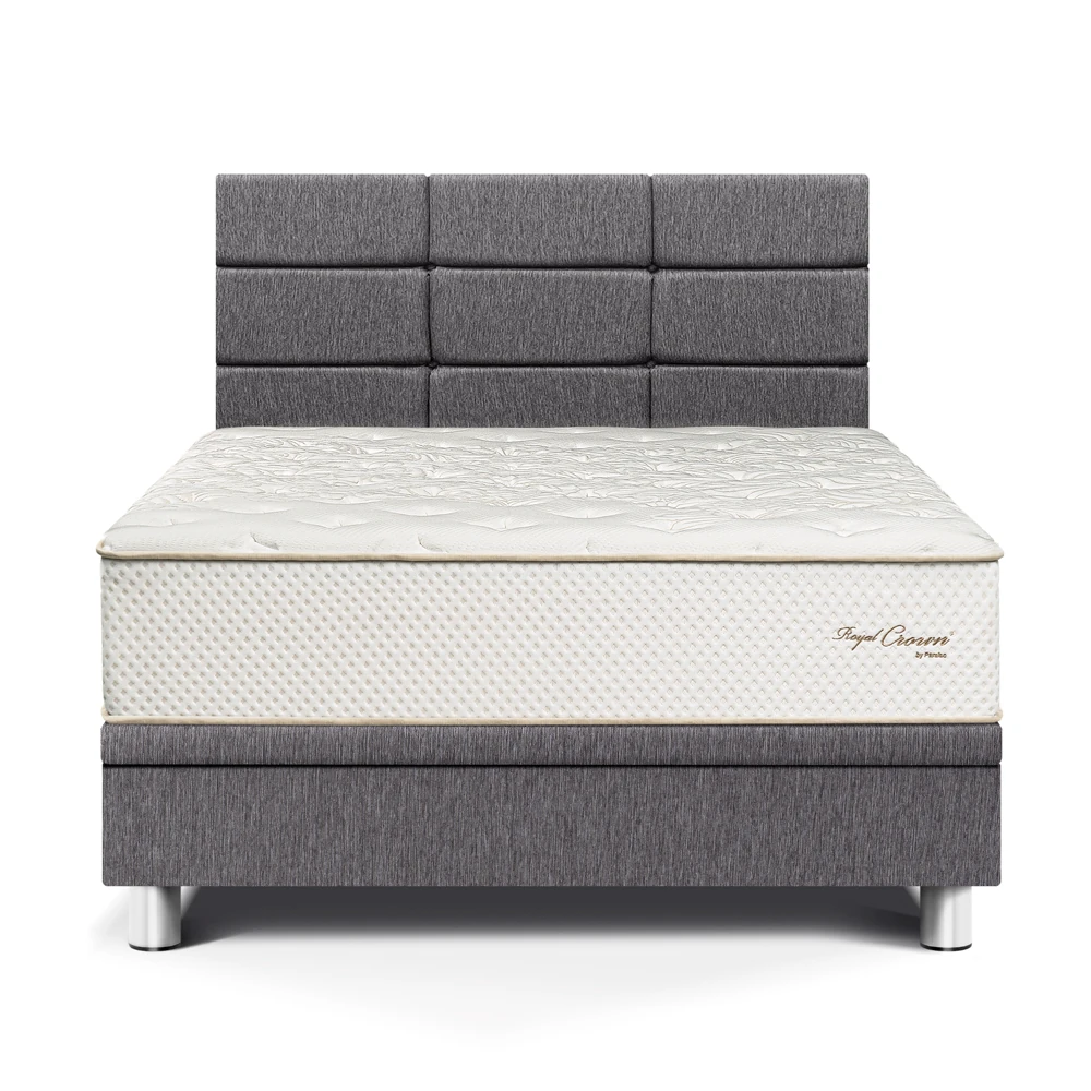 DORMITORIO BOXET PARAÍSO ROYAL CROWN BLOCKS 1.5 PLAZAS GRIS + 1 ALMOHADA VISCOELÁSTICA - 1
