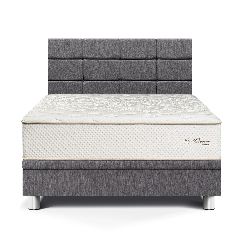 DORMITORIO BOXET PARAÍSO ROYAL CROWN BLOCKS 2 PLAZAS GRIS + 2 ALMOHADAS VISCOELÁSTICAS - 1
