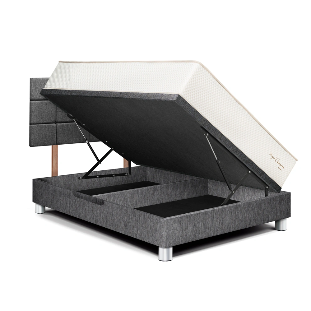 DORMITORIO BOXET PARAÍSO ROYAL CROWN BLOCKS 2 PLAZAS GRIS + 2 ALMOHADAS VISCOELÁSTICAS - 2