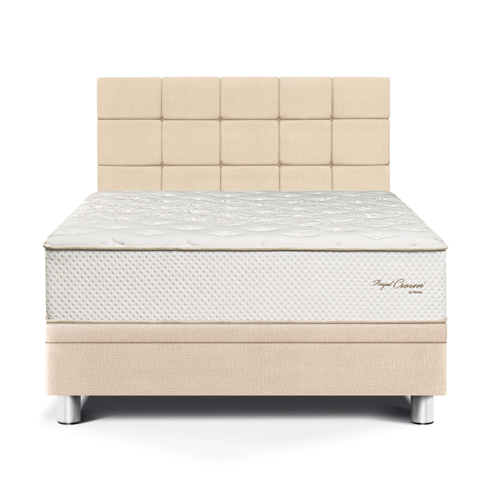 DORMITORIO BOXET PARAÍSO ROYAL CROWN BLOCKS QUEEN CHAMPAGNE + 2 ALMOHADAS VISCOELÁSTICAS - 1
