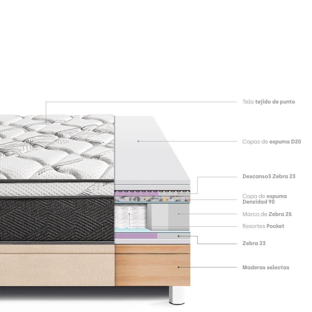 CAMA BOXET PARAISO PARAÍSO POCKET STAR 2 PLAZAS CHAMPAGNE - 5