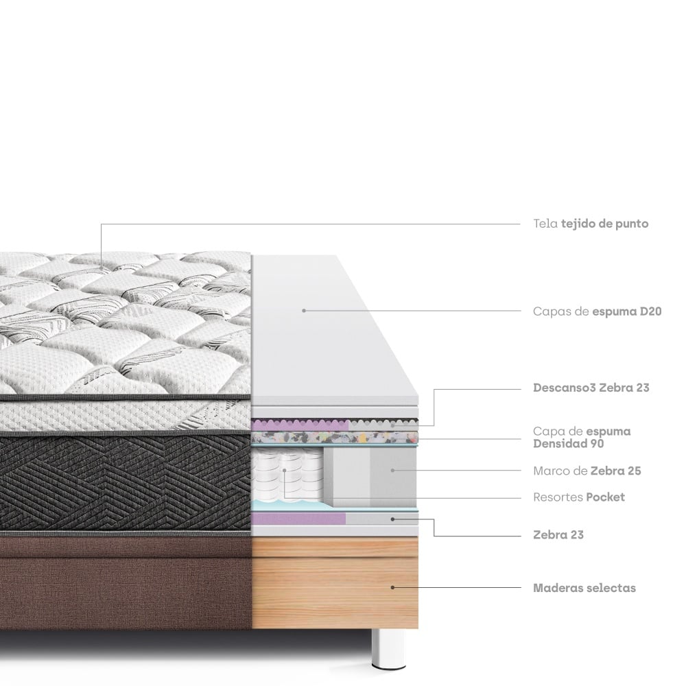 CAMA BOXET PARAISO PARAÍSO POCKET STAR QUEEN CHOCOLATE - 5