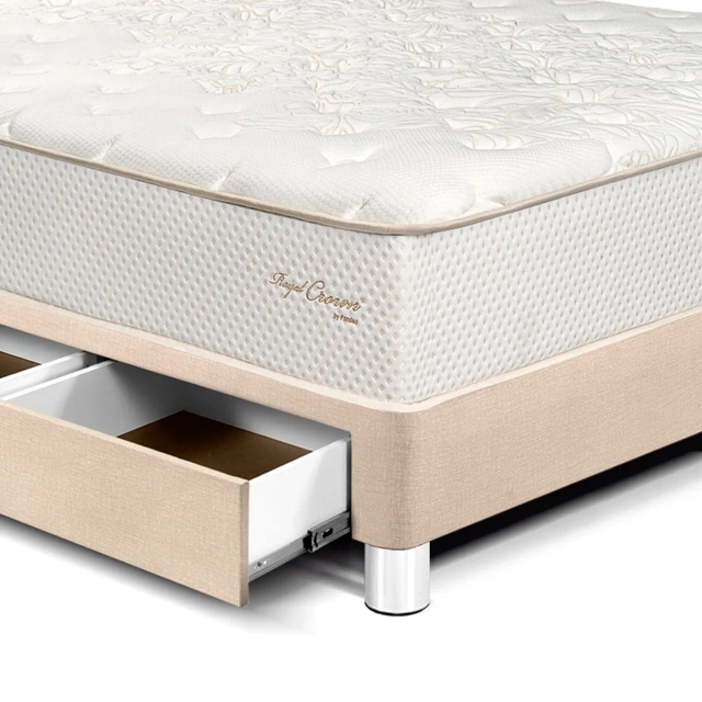 DORMITORIO CON CAJONES PARAÍSO ROYAL CROWN 2 PLAZAS + VELADOR + 2 ALMOHADAS VISCOELÁSTICAS - 4