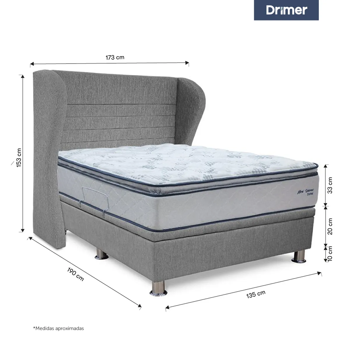 DORMITORIO BOXET DRIMER NEW OZONO QUEEN GRIS - 3