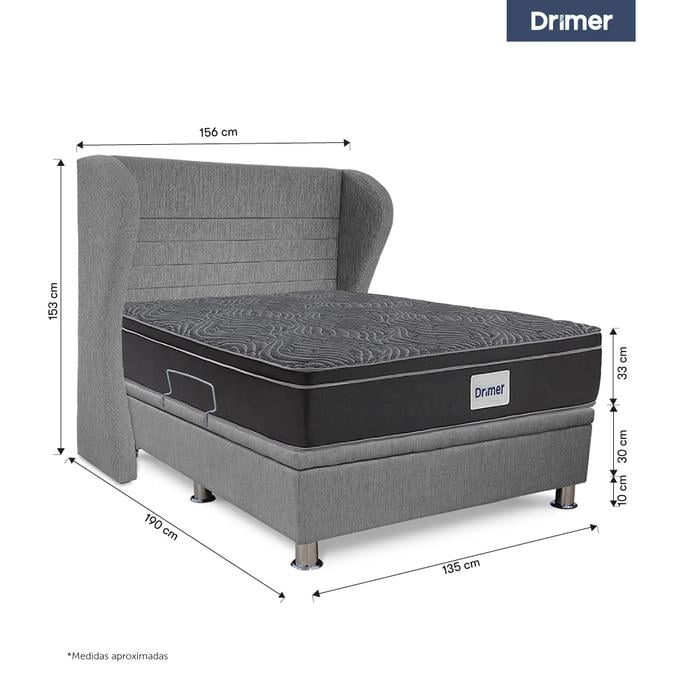 DORMITORIO BOXET DRIMER VENTUS 2 PLAZAS CABECERA BRETANNA GRIS PLATA - 3