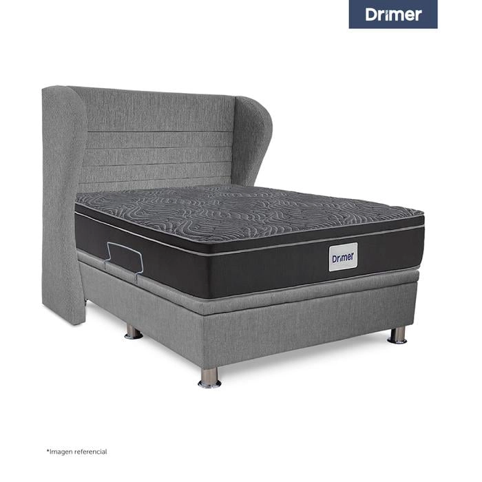 DORMITORIO BOXET DRIMER VENTUS QUEEN CABECERA BRETANNA GRIS PLATA - 1