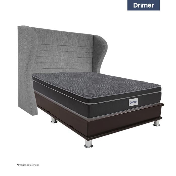 DORMITORIO OPORTO DRIMER VENTUS QUEEN BRETANNA GRIS PLATA - 1