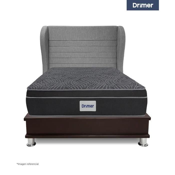 DORMITORIO OPORTO DRIMER VENTUS QUEEN BRETANNA GRIS PLATA - 2