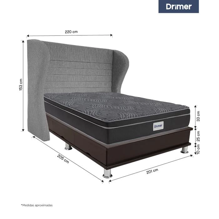 DORMITORIO OPORTO DRIMER VENTUS KING BRETANNA GRIS PLATA - 3