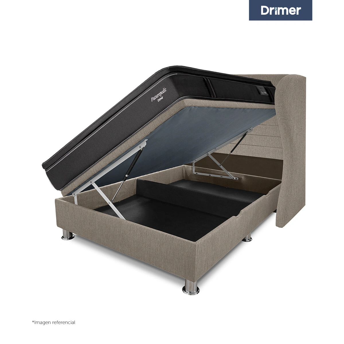 DORMITORIO BOXET DRIMER CROMOPEDIC QUEEN CABECERA BRETANNA BEIGE - 3