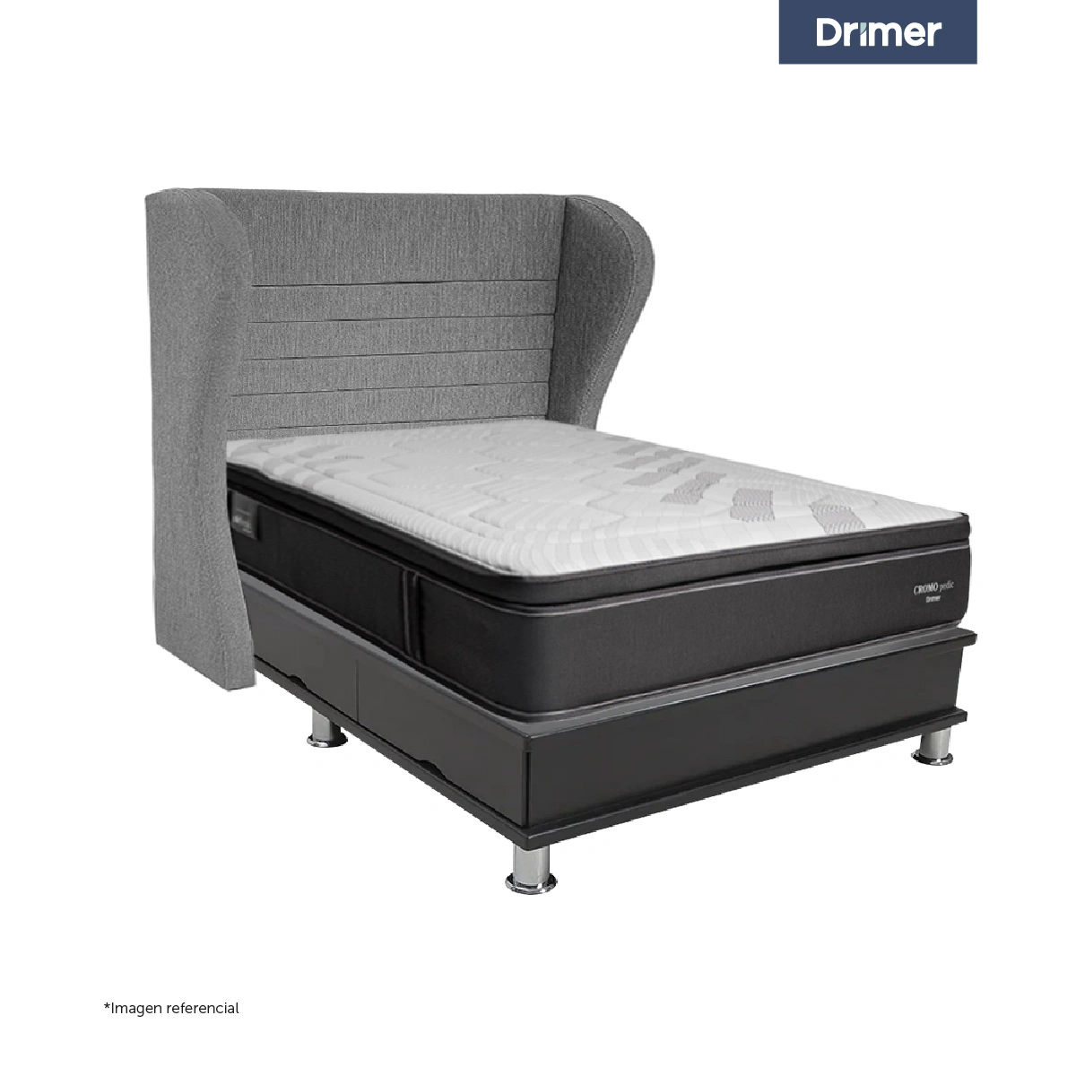 DORMITORIO CANTABRIA DRIMER CROMOPEDIC 2 PLAZAS BRETANNA GRIS PLATA - 1