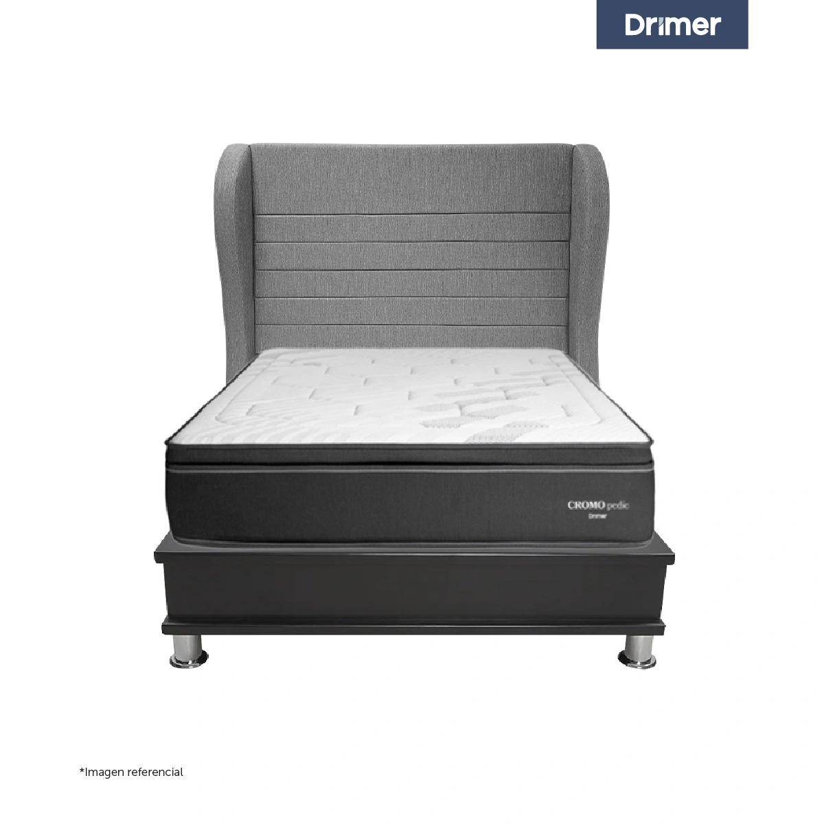 DORMITORIO CANTABRIA DRIMER CROMOPEDIC 2 PLAZAS BRETANNA GRIS PLATA - 2