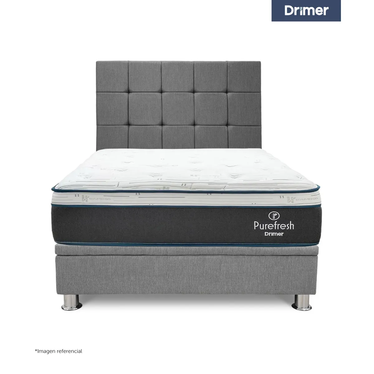 DORMITORIO BOXET DRIMER PURE FRESH 2 PLAZAS GRIS PLATA - 1