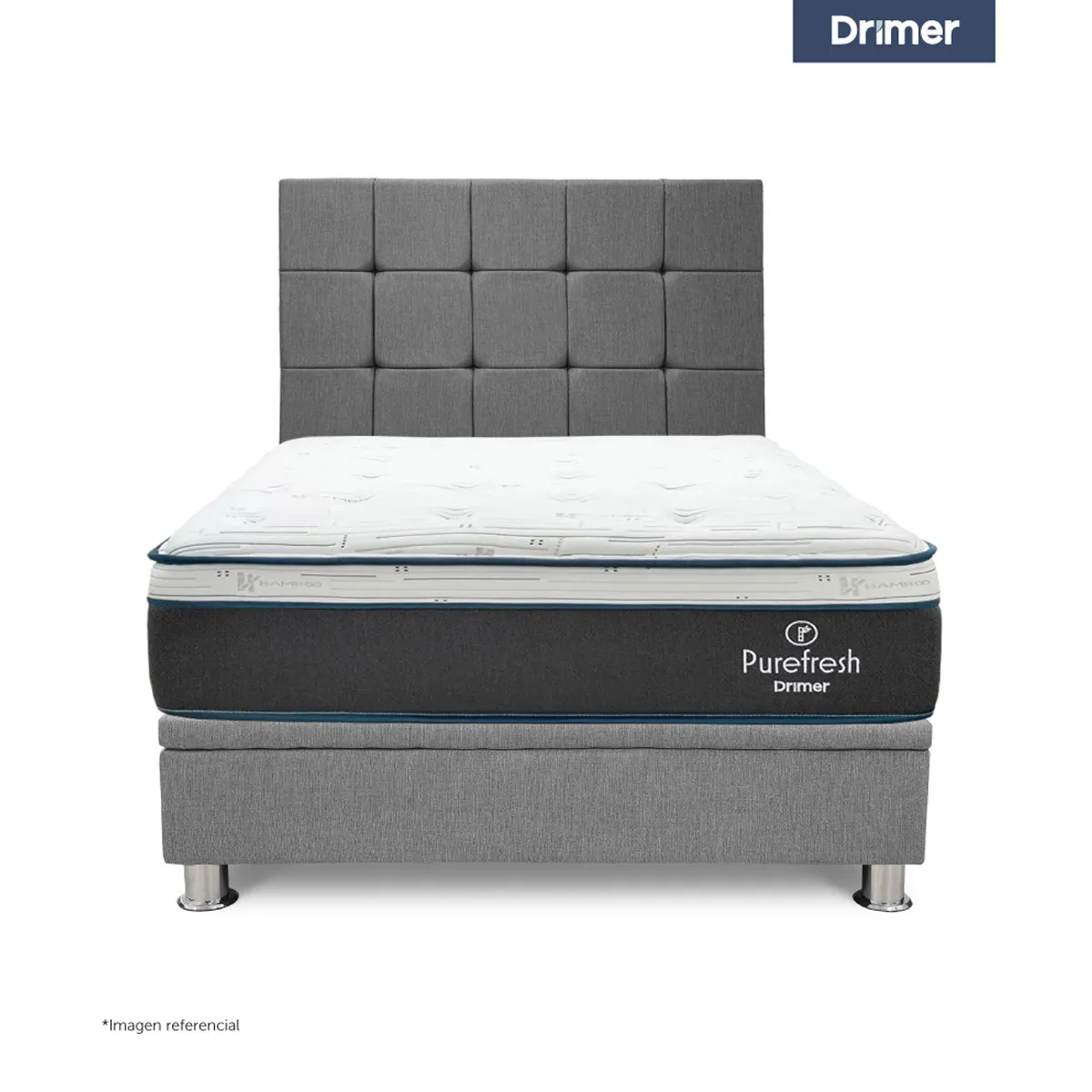 DORMITORIO BOXET DRIMER PURE FRESH QUEEN GRIS PLATA - 1