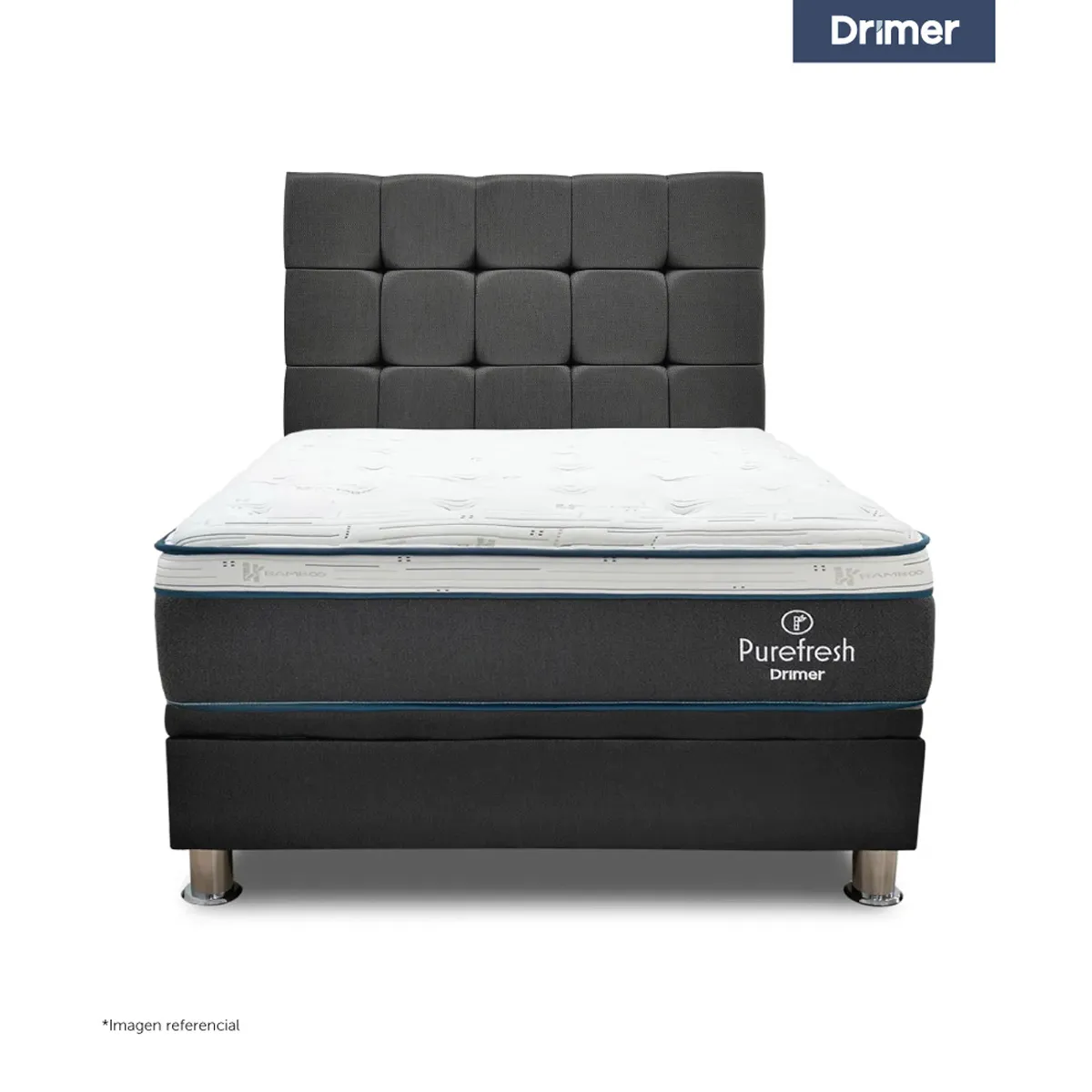 DORMITORIO BOXET DRIMER PURE FRESH 1.5 PLAZAS GRIS - 1