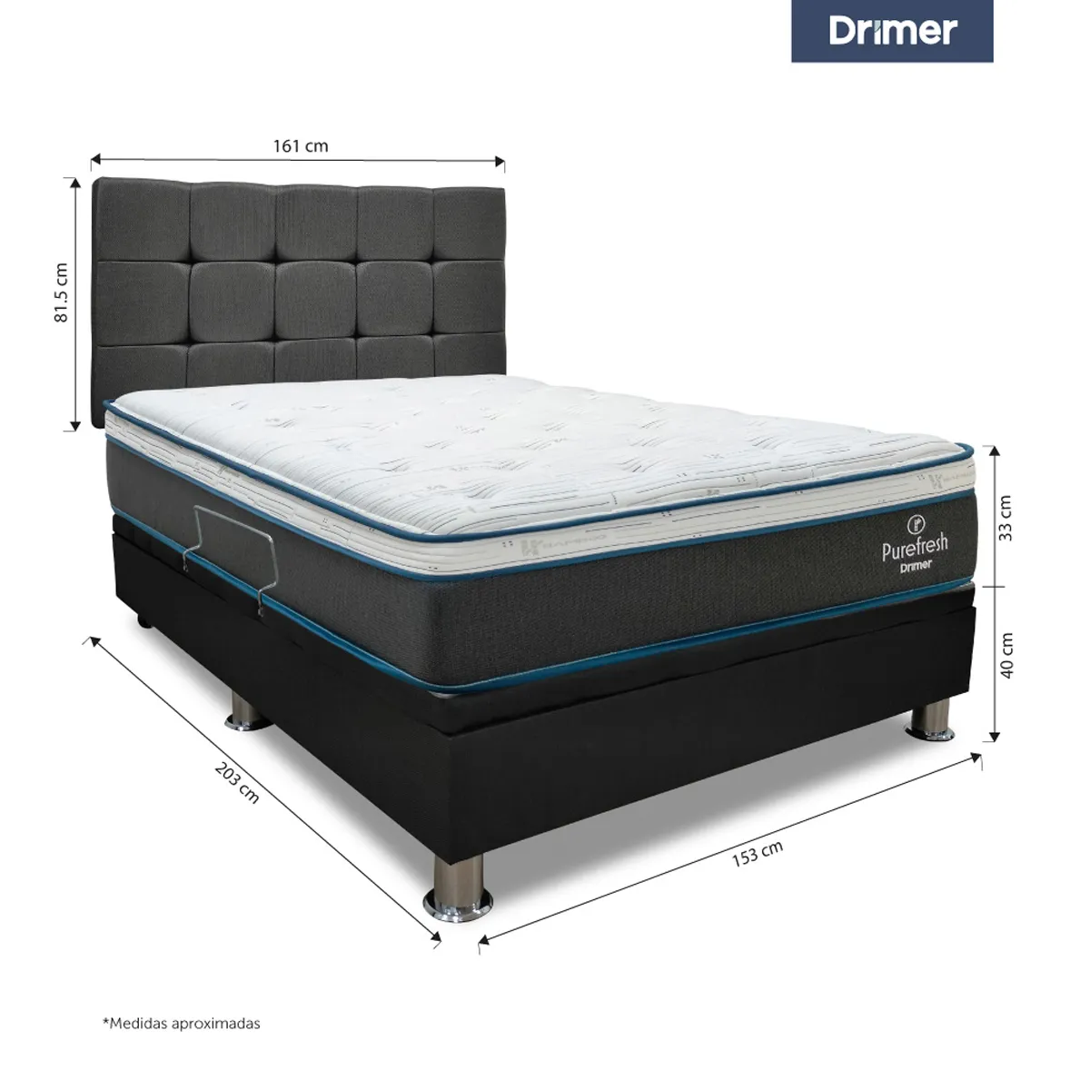 DORMITORIO BOXET DRIMER PURE FRESH QUEEN GRIS - 3
