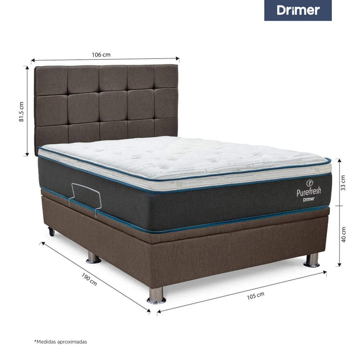 DORMITORIO BOXET DRIMER PURE FRESH 1.5 PLAZAS MARRÓN - 3