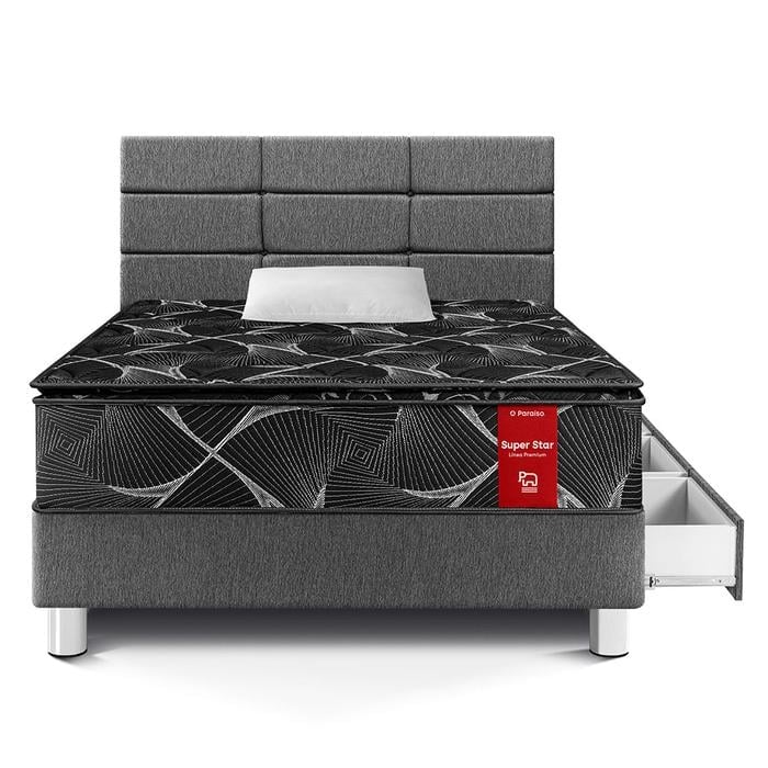 DORMITORIO CON CAJONES PARAÍSO SUPER STAR NEGRO BLOCKS 1.5 PLAZAS GRIS - 3