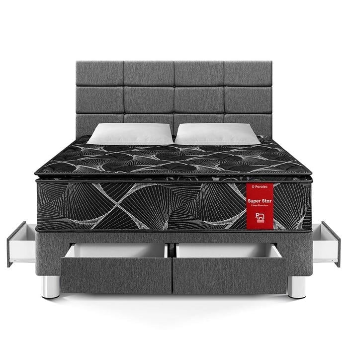 DORMITORIO CON CAJONES PARAÍSO SUPER STAR NEGRO BLOCKS 2 PLAZAS GRIS - 3