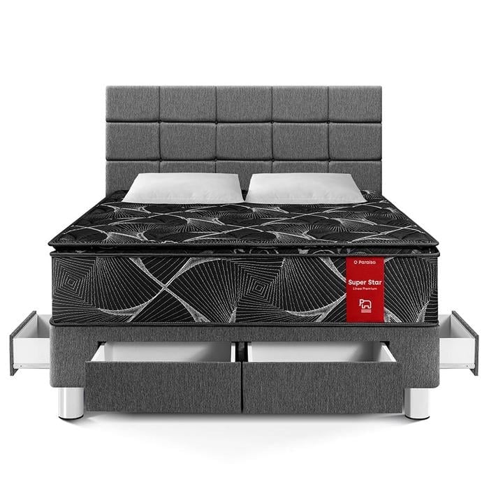 DORMITORIO CON CAJONES PARAÍSO SUPER STAR NEGRO BLOCKS QUEEN GRIS - 3