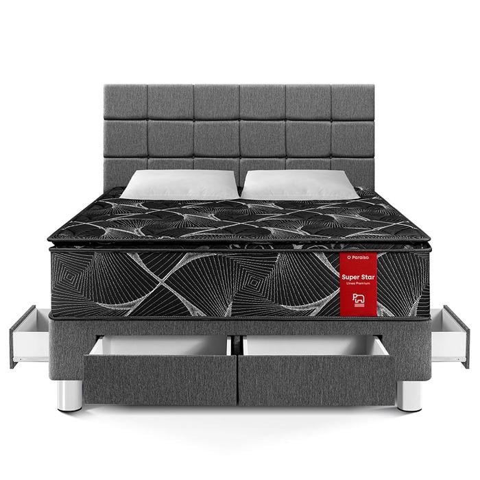 DORMITORIO CON CAJONES PARAÍSO SUPER STAR NEGRO BLOCKS KING GRIS - 3