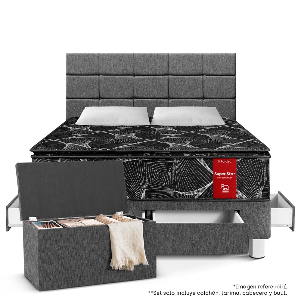 DORMITORIO CON CAJONES PARAISO SUPER STAR NEGRO QUEEN - 3