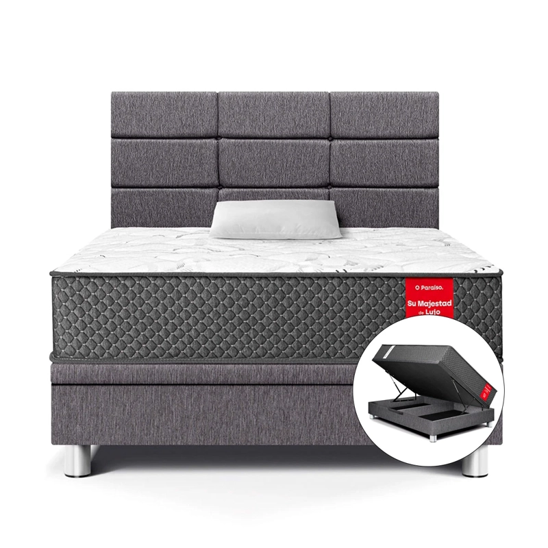 JUEGO DE DORMITORIO BOXET PARAISO SU MAJESTAD 1.5 PLAZAS GRIS - 1