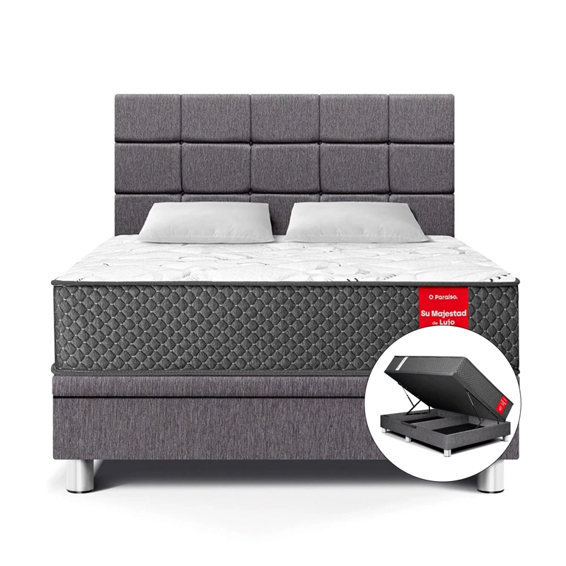 JUEGO DE DORMITORIO BOXET PARAISO SU MAJESTAD QUEEN GRIS - 1