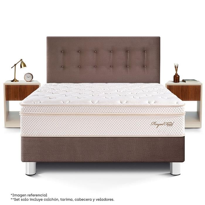 DORMITORIO PARAÍSO ROYAL CLOUD QUEEN + VELADOR CON CAJÓN CHOCOLATE + 2 ALMOHADAS VISCOELÁSTICAS - 3