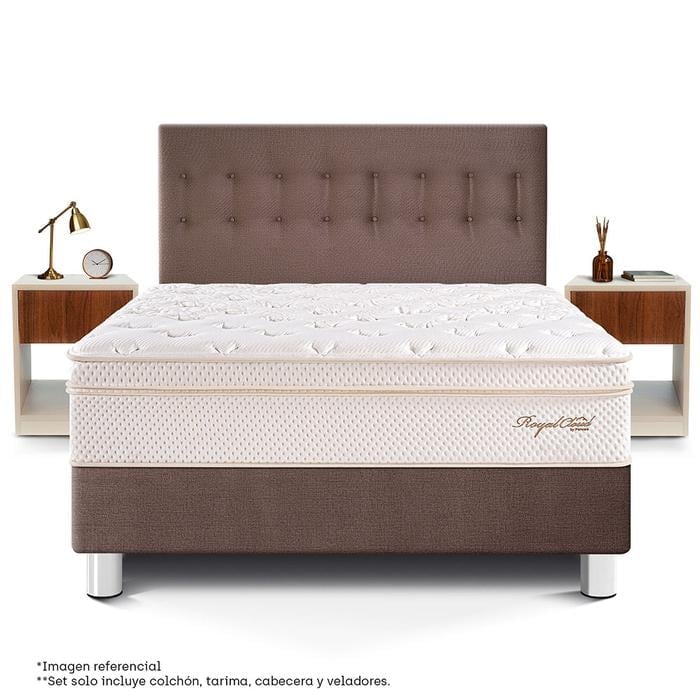 DORMITORIO PARAÍSO ROYAL CLOUD KING + VELADOR CON CAJÓ CHOCOLATE + 2 ALMOHADAS VISCOELÁSTICAS - 3