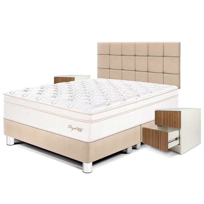 DORMITORIO PARAÍSO ROYAL CLOUD BLOCKS KING + VELADOR BRISSE CHAMPAGNE + 2 ALMOHADAS VISCOELÁSTICAS - 1