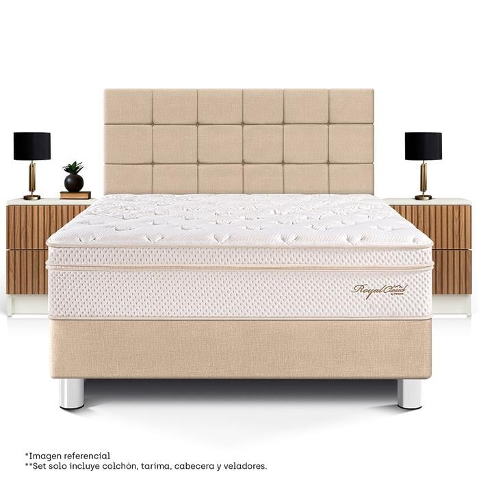 DORMITORIO PARAÍSO ROYAL CLOUD BLOCKS KING + VELADOR BRISSE CHAMPAGNE + 2 ALMOHADAS VISCOELÁSTICAS - 3