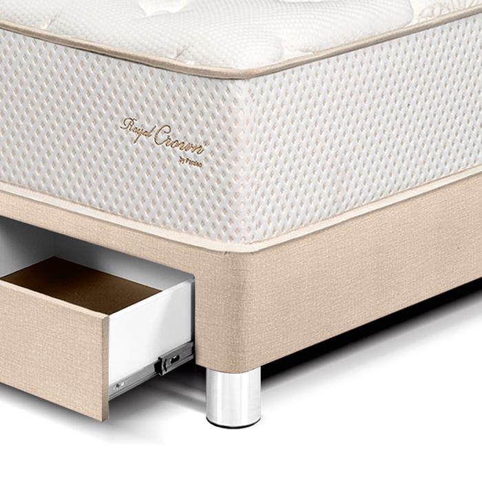 DORMITORIO CON CAJONES PARAÍSO ROYAL CROWN BLOCKS KING + VELADOR CON CAJÓN CHAMPAGNE + 2 ALMOHADAS VISCOELÁSTICAS - 2