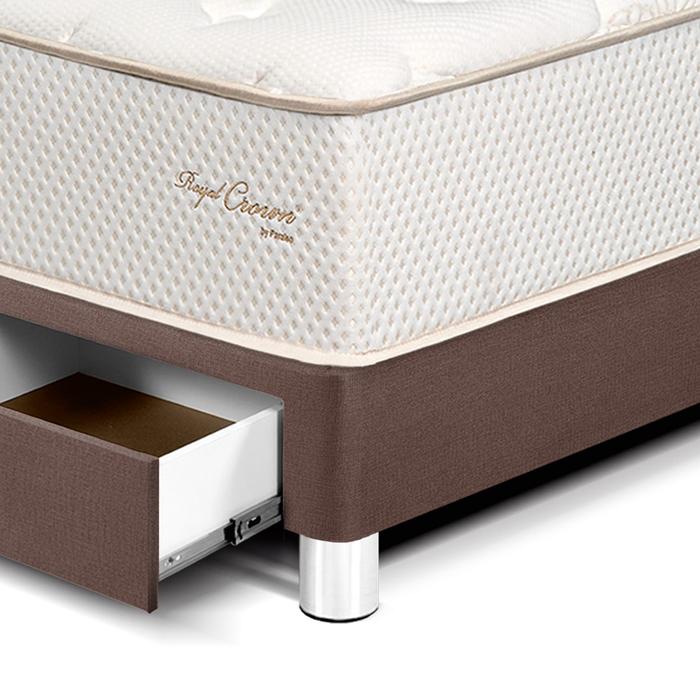 DORMITORIO CON CAJONES PARAÍSO ROYAL CROWN BLOCKS KING + VELADOR CON CAJÓN CHOCOLATE + 2 ALMOHADAS VISCOELÁSTICAS - 2