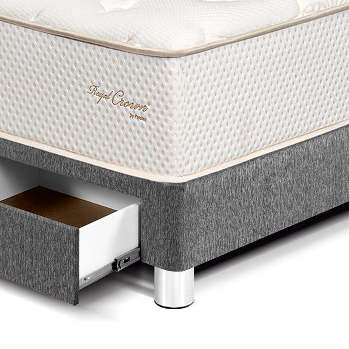 DORMITORIO CON CAJONES PARAÍSO ROYAL CROWN BLOCKS KING + VELADOR CON CAJÓN GRIS + 2 ALMOHADAS VISCOELÁSTICAS - 2