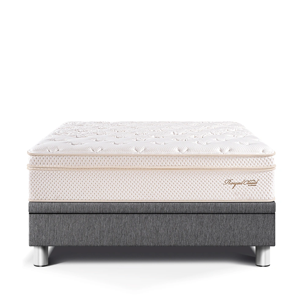 CAMA BOXET PARAÍSO ROYAL CLOUD 2 PLAZAS GRIS + 2 ALMOHADAS VISCOELÁSTICAS - 2