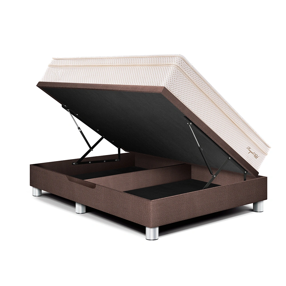 CAMA BOXET PARAÍSO ROYAL CLOUD QUEEN CHOCOLATE + 2 ALMOHADAS VISCOELÁSTICAS - 1