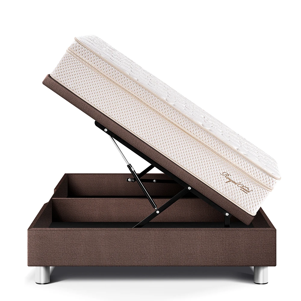 CAMA BOXET PARAÍSO ROYAL CLOUD QUEEN CHOCOLATE + 2 ALMOHADAS VISCOELÁSTICAS - 3
