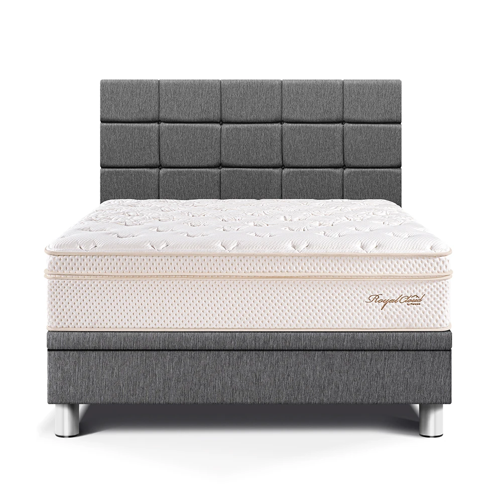 DORMITORIO BOXET PARAÍSO ROYAL CLOUD BLOCKS QUEEN GRIS + 2 ALMOHADAS VISCOELÁSTICAS - 1