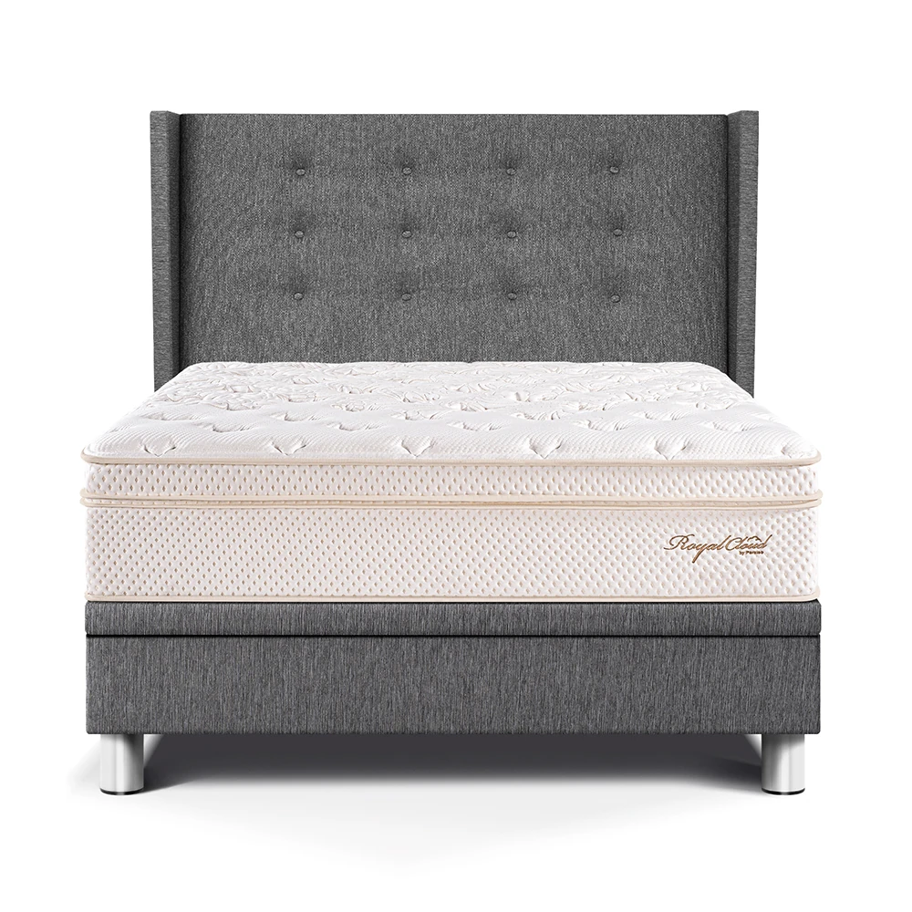 DORMITORIO BOXET PARAÍSO ROYAL CLOUD GOLD 1.5 PLAZAS GRIS + 1 ALMOHADA VISCOELÁSTICA - 1