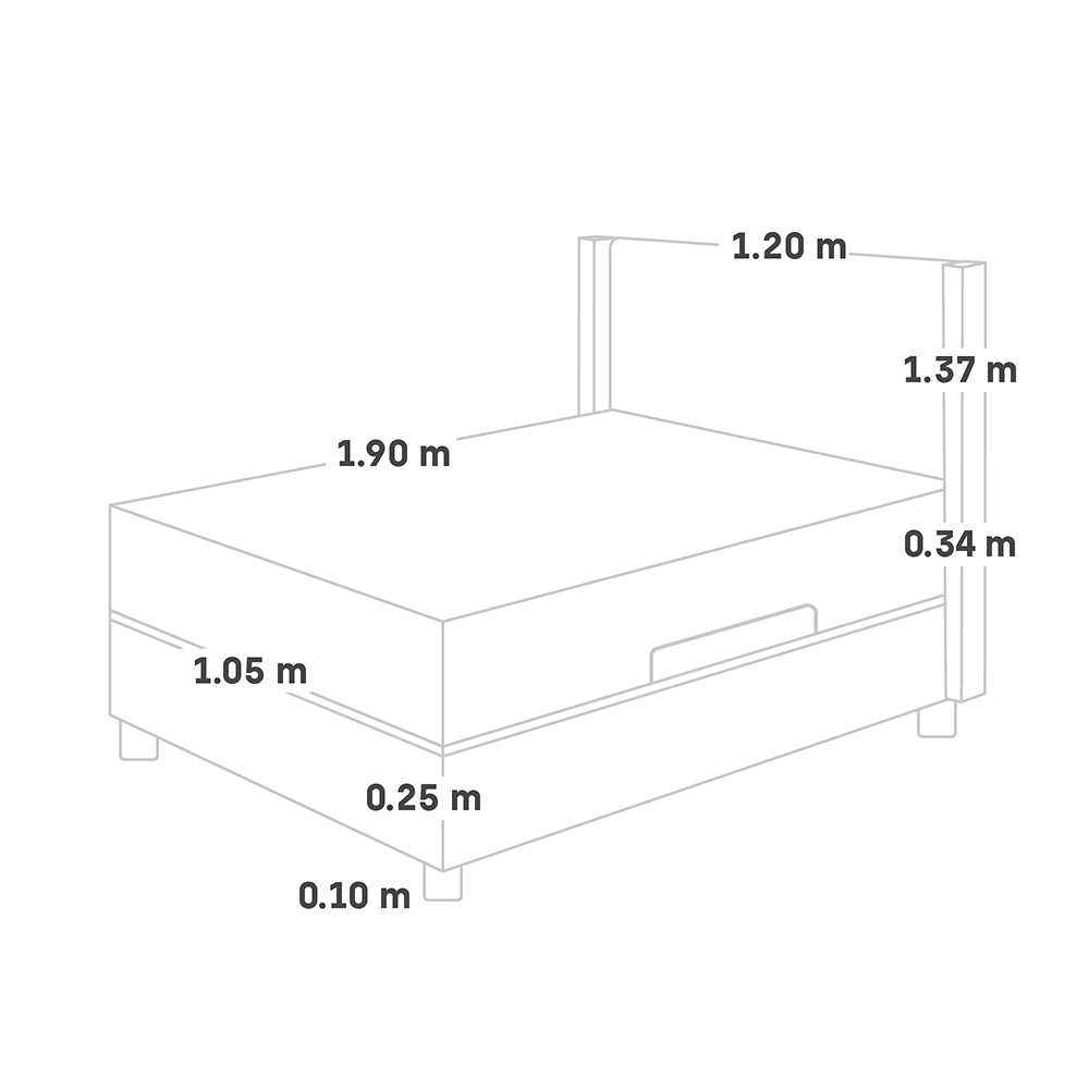 DORMITORIO BOXET PARAÍSO ROYAL CLOUD GOLD 1.5 PLAZAS GRIS + 1 ALMOHADA VISCOELÁSTICA - 8