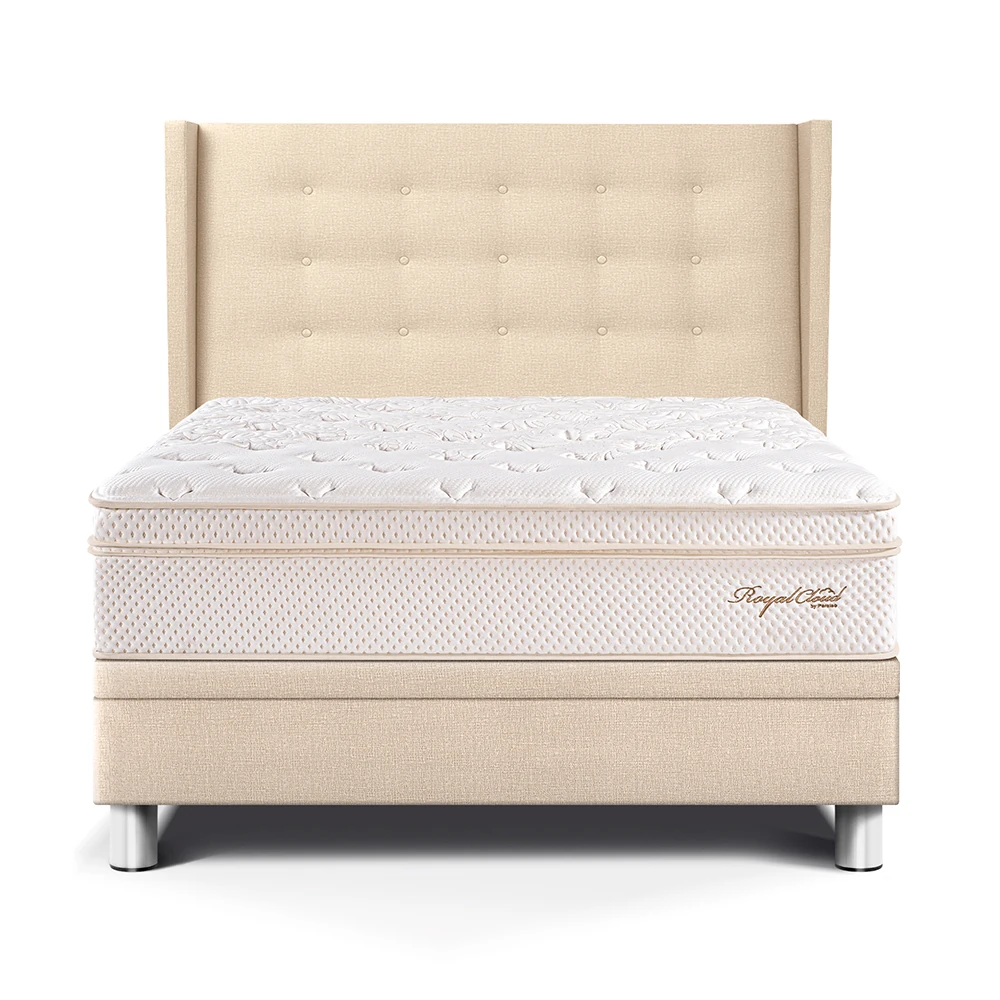 DORMITORIO BOXET PARAÍSO ROYAL CLOUD GOLD 2 PLAZAS CHAMPAGNE + 2 ALMOHADAS VISCOELÁSTICAS - 1