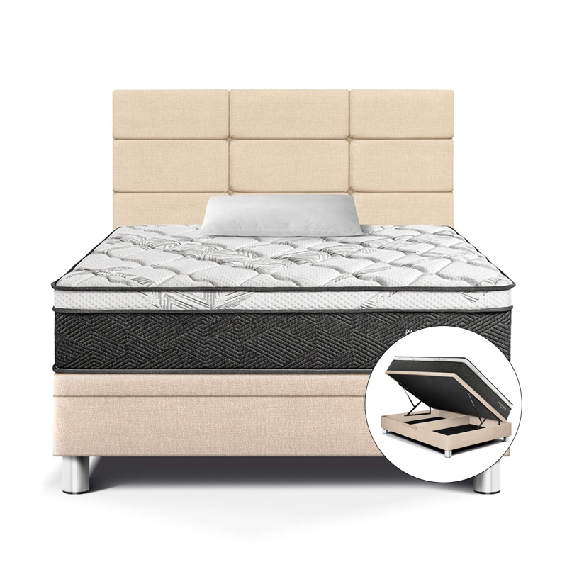 DORMITORIO BOXET PARAÍSO POCKET STAR BLOCKS 1.5 PLAZAS CHAMPAGNE - 1