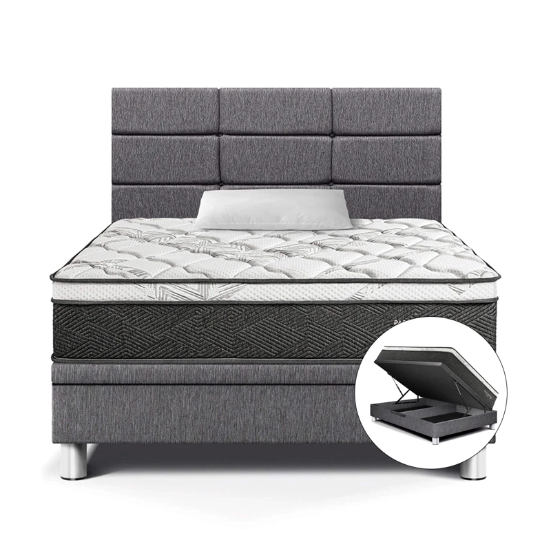 DORMITORIO BOXET PARAISO POCKET STAR BLOCKS 1.5 PLAZAS GRIS - 1