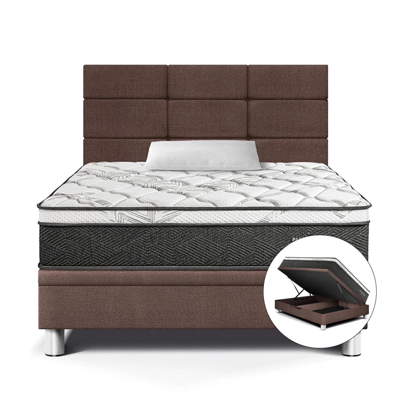 DORMITORIO BOXET PARAISO POCKET STAR BLOCKS 1.5 PLAZAS CHOCOLATE - 1