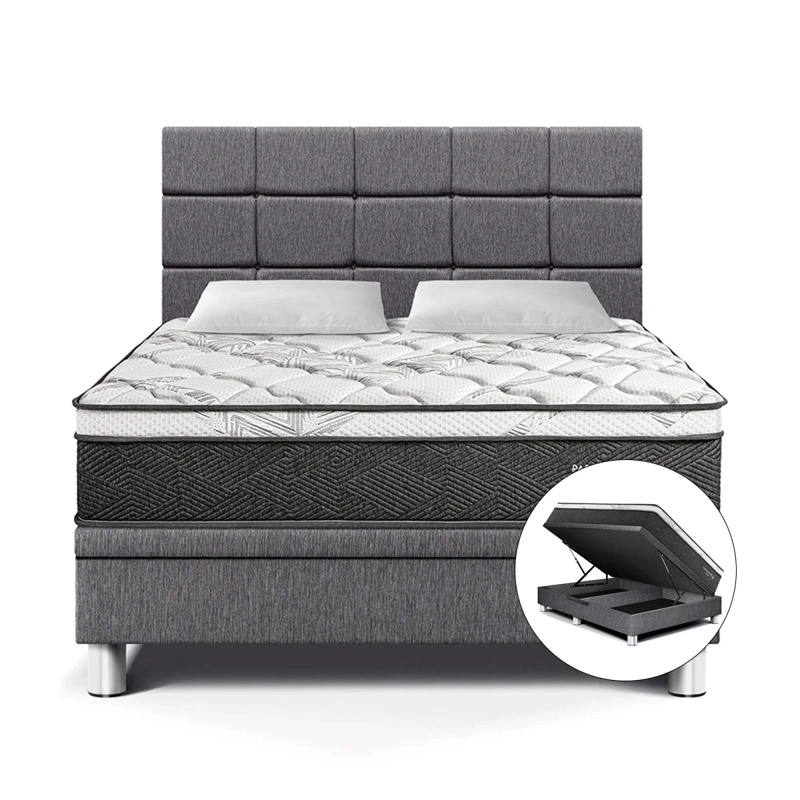 DORMITORIO BOXET PARAÍSO POCKET STAR BLOCKS QUEEN GRIS - 1
