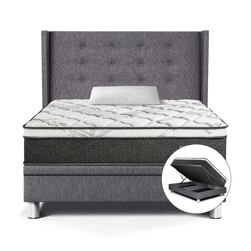 DORMITORIO BOXET PARAÍSO POCKET STAR GOLD 1.5 PLAZAS GRIS - 1