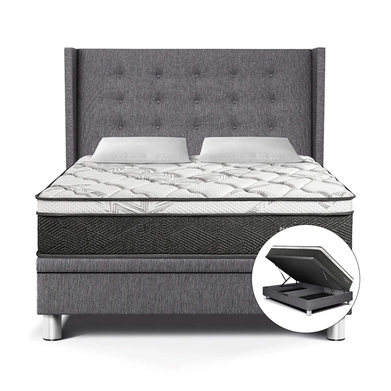 DORMITORIO BOXET PARAÍSO POCKET STAR GOLD 2 PLAZAS GRIS - 1