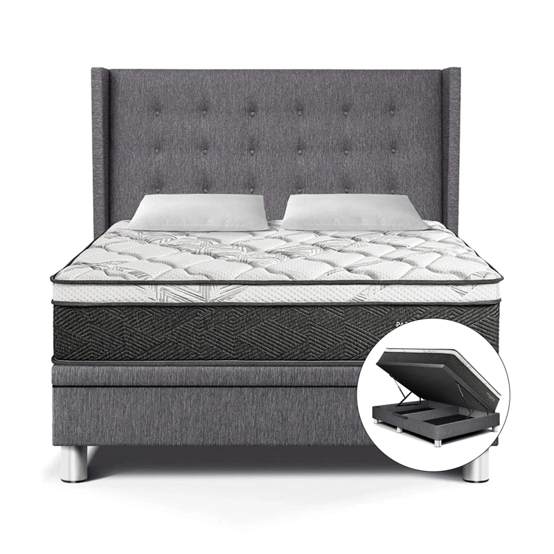 DORMITORIO BOXET PARAÍSO POCKET STAR GOLD QUEEN GRIS - 1